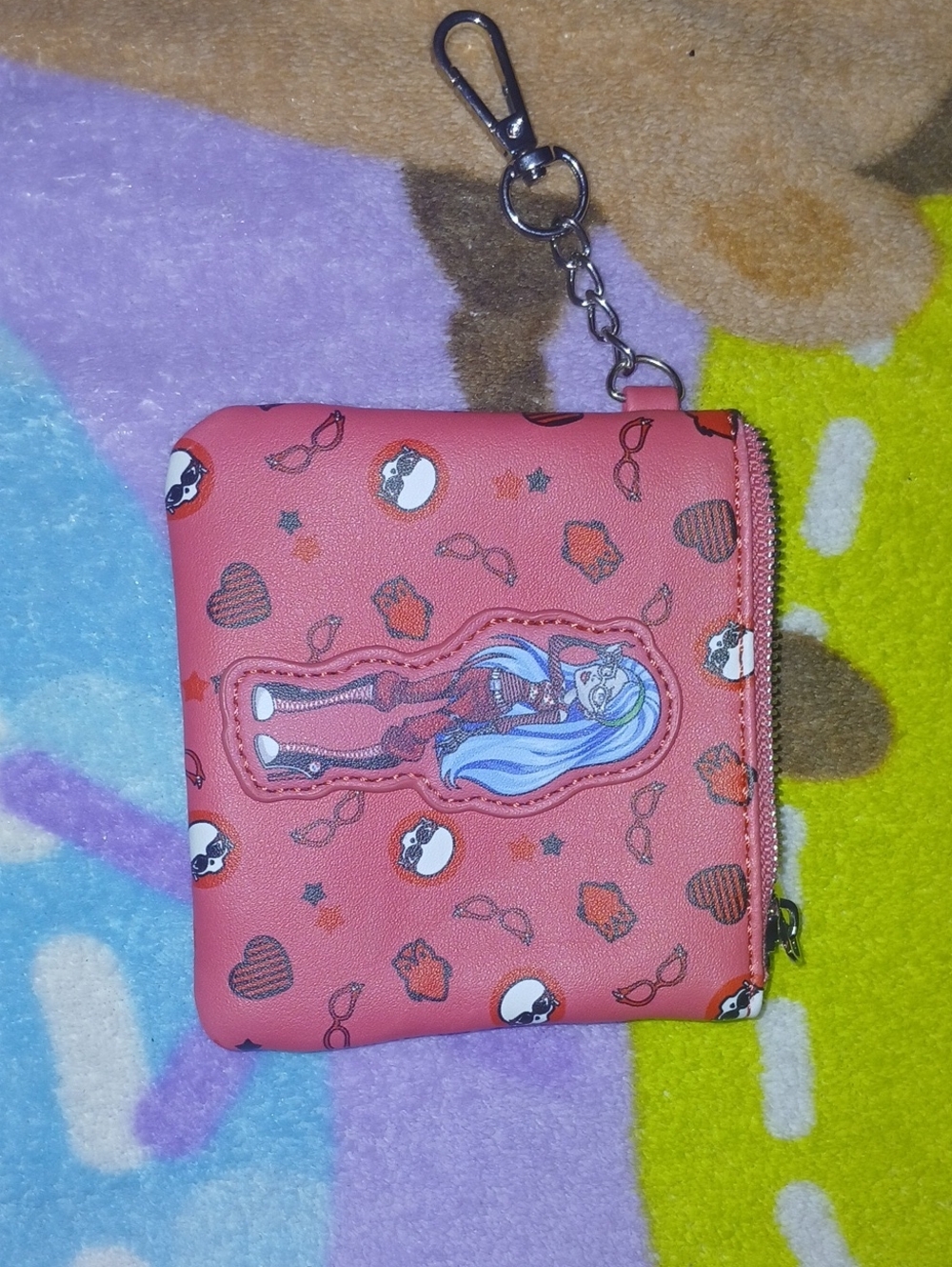 monster high Coral Pink Ghoulia Zip Wallet Keychain